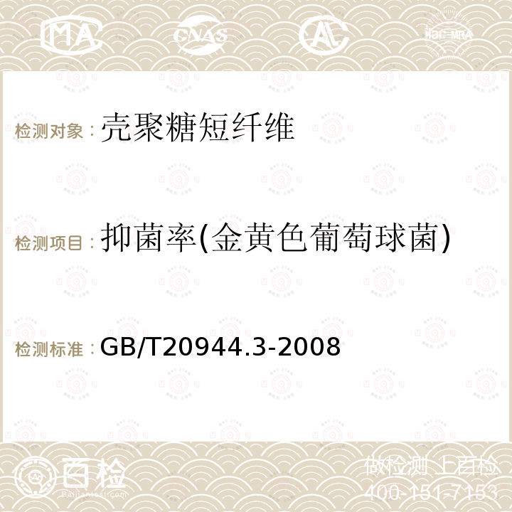 抑菌率(金黄色葡萄球菌) 纺织品 抗菌性能的评价 第3部分：振荡法