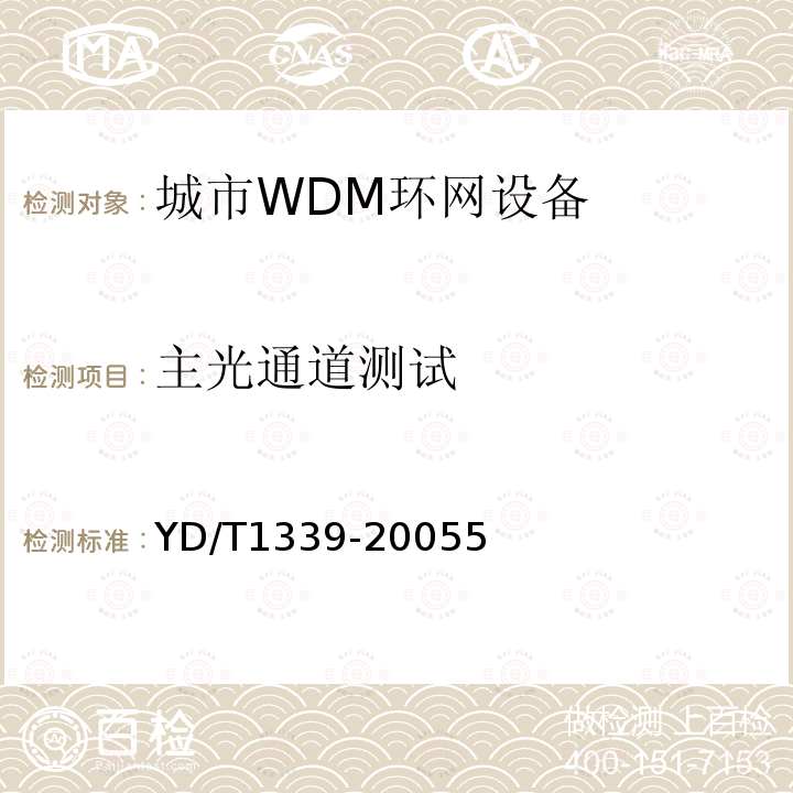 主光通道测试 城市光传送网波分复用(WDM)环网测试方法