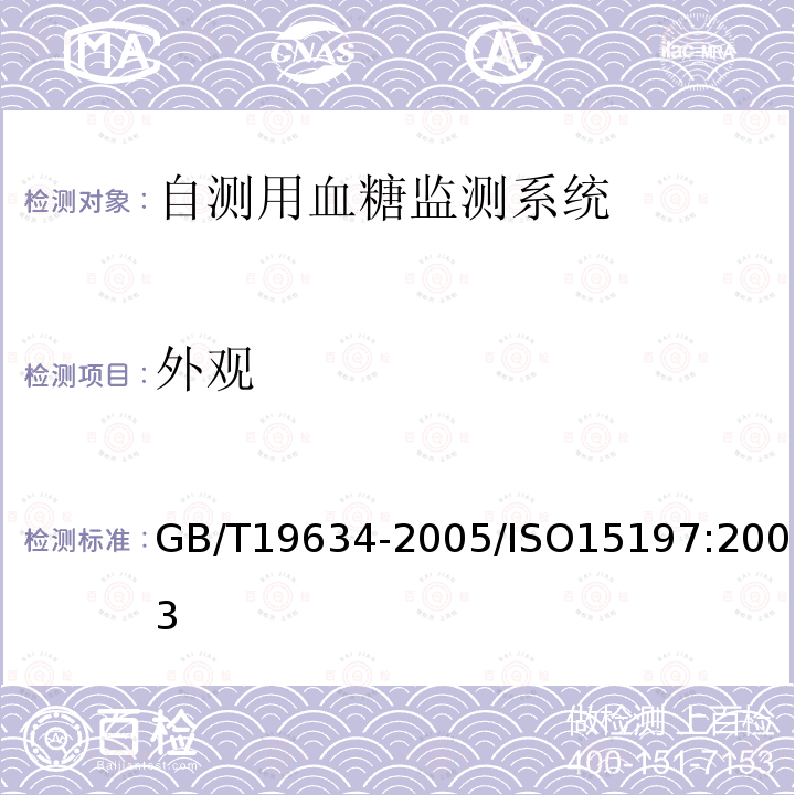 外观 体外诊断检验系统 自测用血糖监测系统通用技术条件