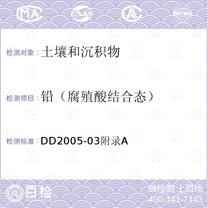 铅（腐殖酸结合态） 生态地球化学评价样品分析技术要求