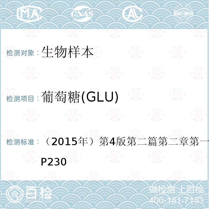 葡萄糖(GLU) 全国临床检验操作规程