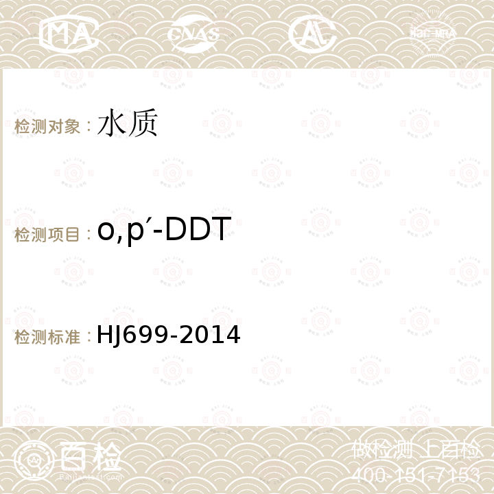 o,p′-DDT 水质 有机氯农药和氯苯类化合物的测定 气相色谱-质谱法