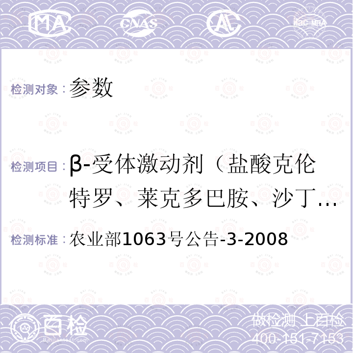 β-受体激动剂（盐酸克伦特罗、莱克多巴胺、沙丁胺醇、齐帕特罗、氯丙那林、特布他林、西马特罗、西布特罗、马布特罗、溴布特罗、班布特罗等） 动物尿液中11种β-受体激动剂的检测 液相色谱-串联质谱法