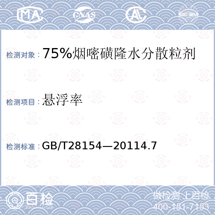 悬浮率 75%烟嘧磺隆水分散粒剂