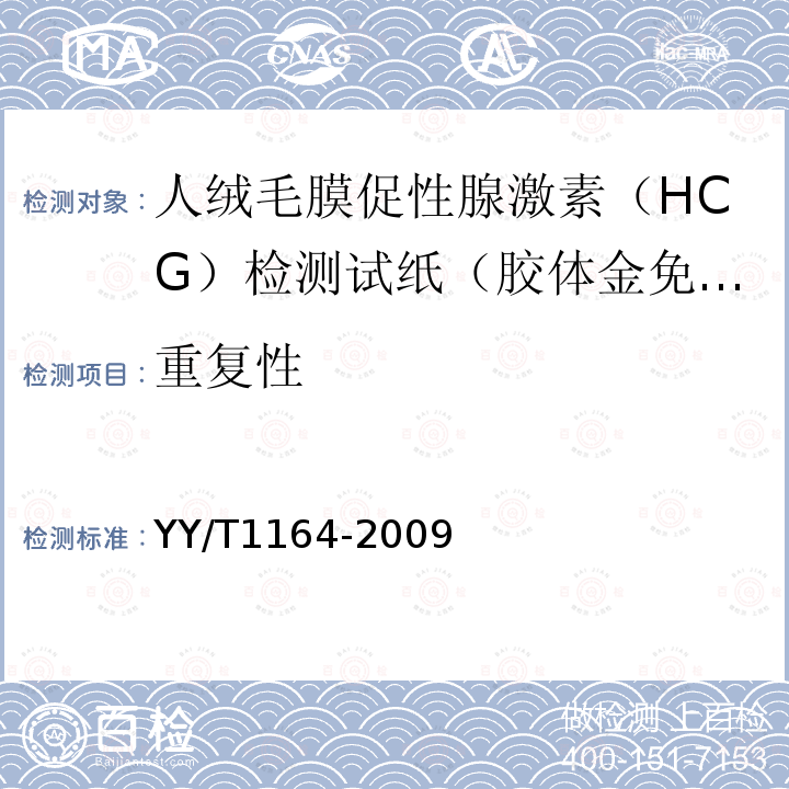 重复性 人绒毛促性腺激素（HCG）检测试纸（胶体金免疫层析法）