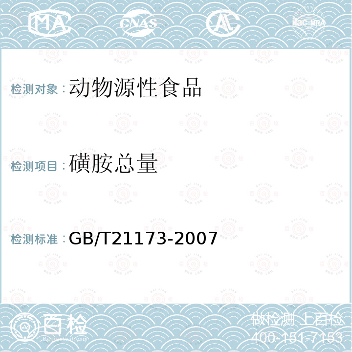 磺胺总量 动物源性食品中磺胺类药物残留测定方法 放射受体分析法