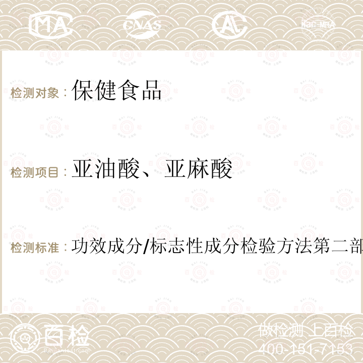 亚油酸、亚麻酸 国家市场监督管理局 保健食品理化及卫生指标检验与评价技术指导原则 （2020年版）