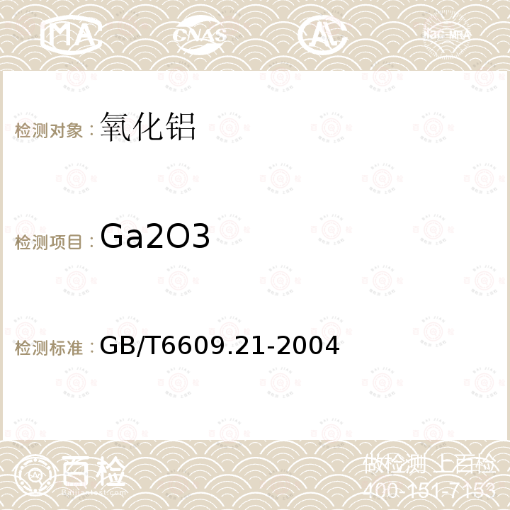 Ga2O3 GB/T 6609.21-2004 氧化铝化学分析方法和物理性能测定方法 丁基罗丹明B分光光度法测定三氧化二镓含量