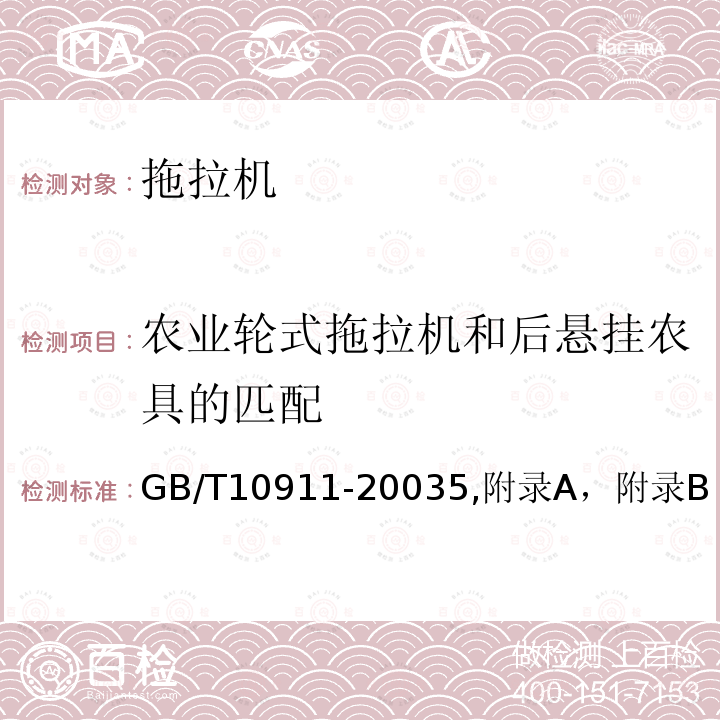 农业轮式拖拉机和后悬挂农具的匹配 农业轮式拖拉机和后悬挂农具的匹配