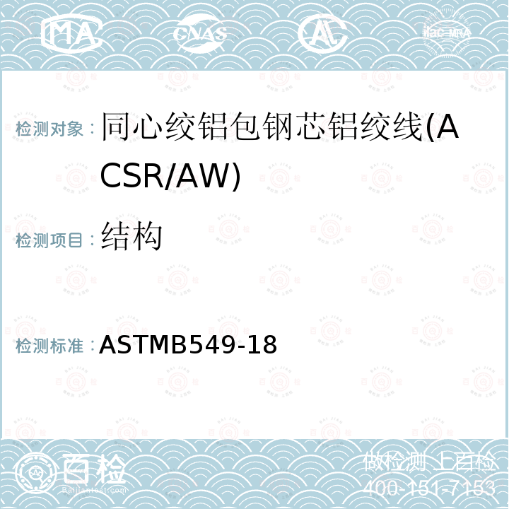 结构 ASTMB549-18 同心绞铝包钢芯铝绞线标准规范(ACSR/AW)
