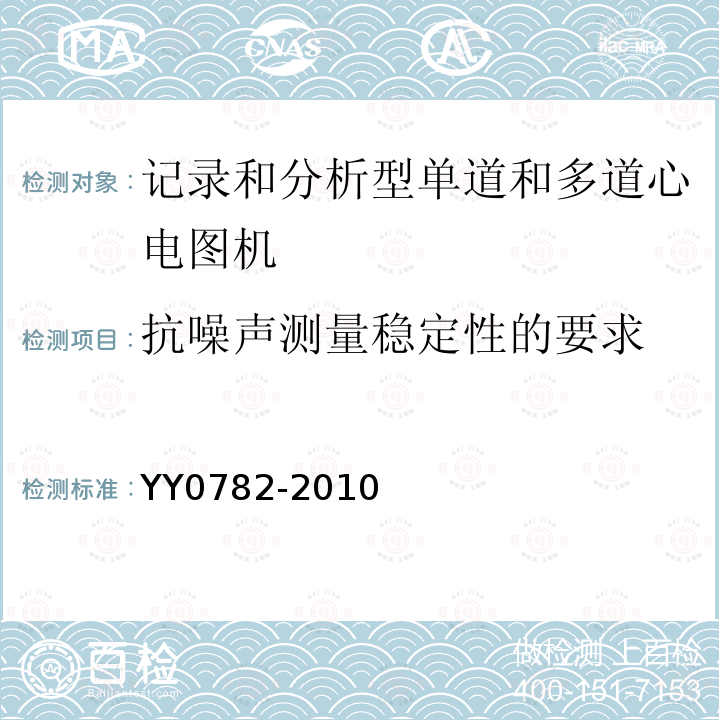 抗噪声测量稳定性的要求 医用电气设备_第2-51部分:记录和分析型单道和多道心电图机安全和基本性能