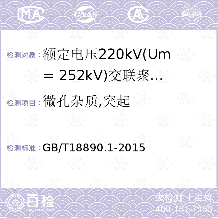 微孔杂质,突起 额定电压220kV(Um= 252kV)交联聚乙烯绝缘电力电缆及其附件 第1部分:试验方法和要求