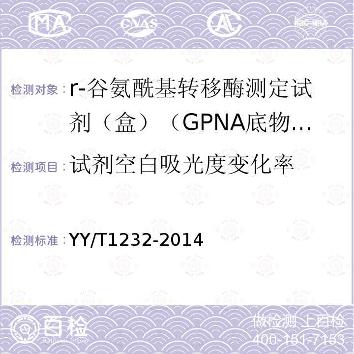 试剂空白吸光度变化率 r-谷氨酰基转移酶测定试剂（盒）（GPNA底物法）