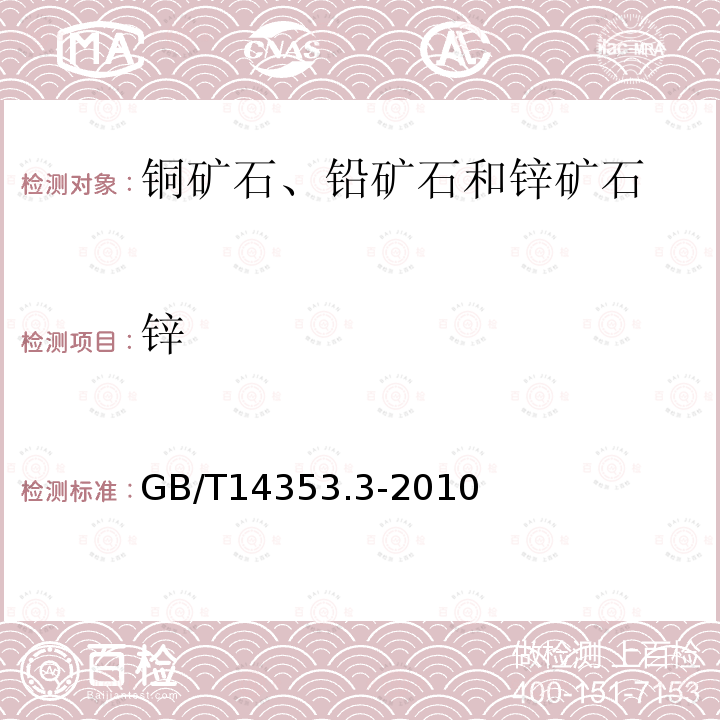 锌 铜矿石、铅矿石和锌矿石化学分析方法 第3部分：锌量测定