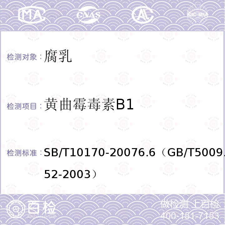黃曲霉毒素B1 腐乳