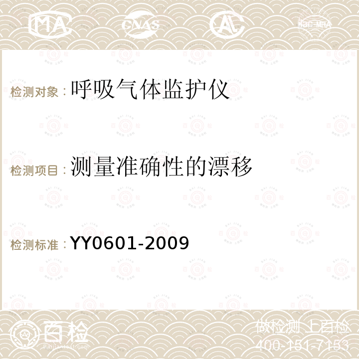 测量准确性的漂移 医用电气设备 呼吸气体监护仪的基本安全和主要性能专用要求