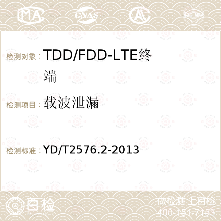 载波泄漏 TD-LTE数字蜂窝移动通信网 终端设备测试方法（第一阶段） 第2部分：无线射频性能测试