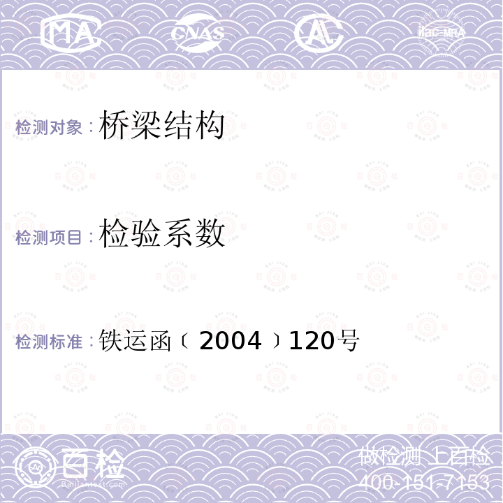 检验系数 铁路桥梁检定规范 第10.0.8条、第11.4.2条