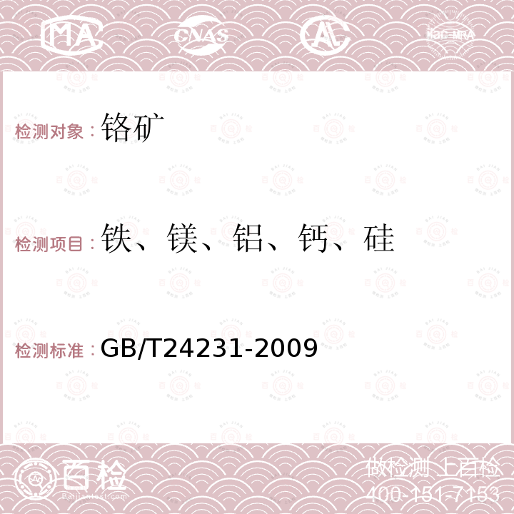 铁、镁、铝、钙、硅 铬矿石 镁、铝、硅、钙、钛、钒、铬、锰、铁和镍含量的测定 波长色散X射线荧光光谱法