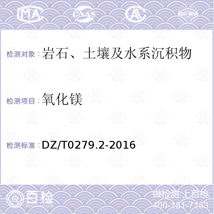 氧化镁 区域地球化学样品分析方法 第2部分： 氧化钙等27个成分量测定 电感耦合等离子原子发射光谱法