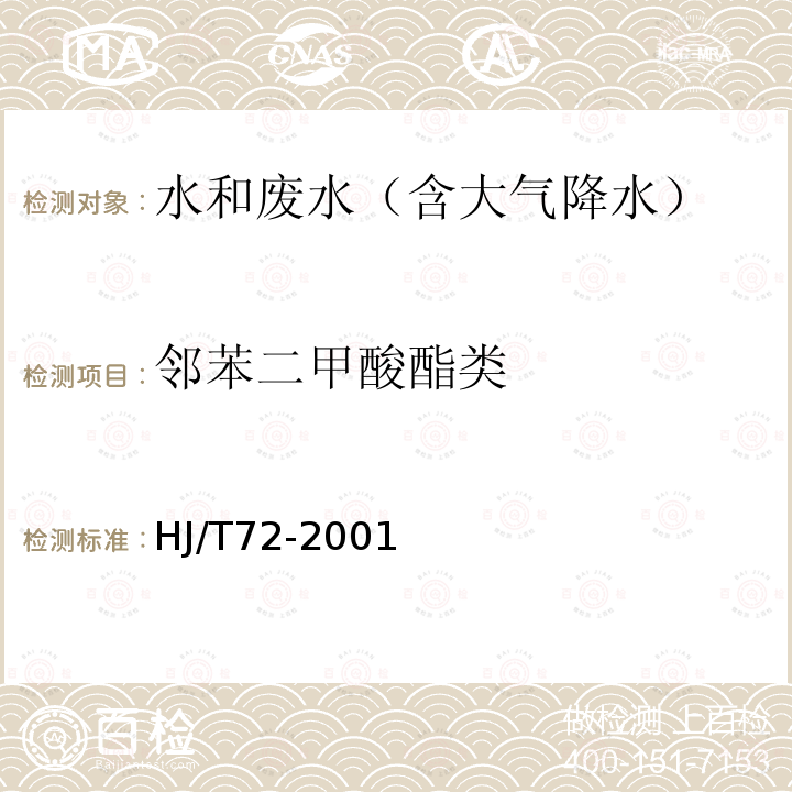 邻苯二甲酸酯类 水质 邻苯二甲酸二甲（二丁、二辛）酯的测定 液相色谱法