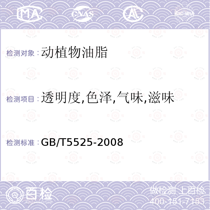 透明度,色泽,气味,滋味 植物油脂 透明度、气味、滋味鉴定法