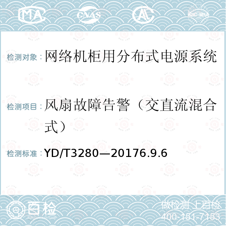 风扇故障告警（交直流混合式） 网络机柜用分布式电源系统