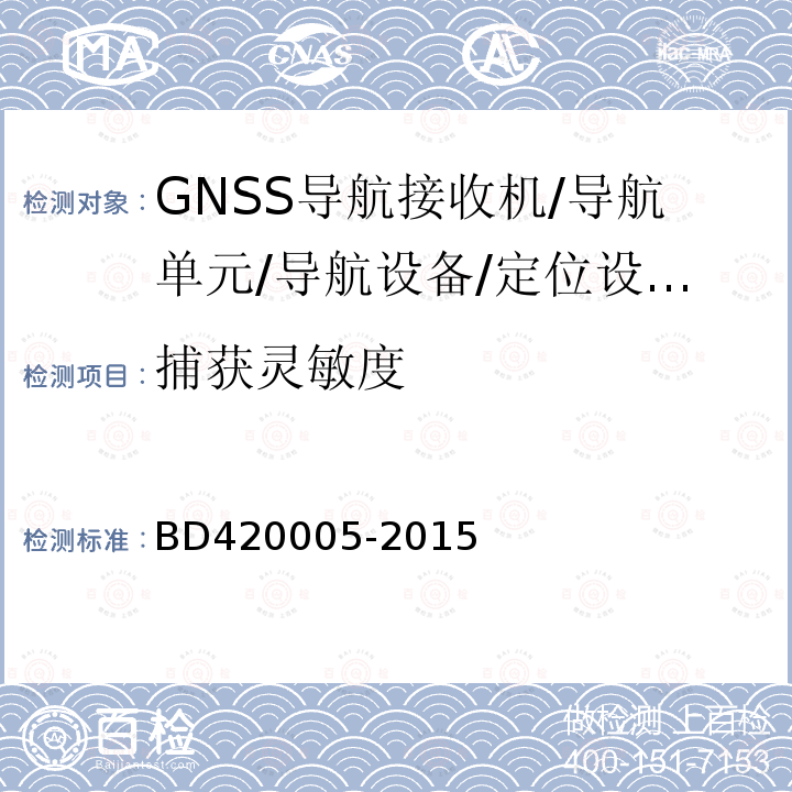 捕获灵敏度 北斗/全球卫星导航系统（GNSS)导航单元性能要求及测试方法