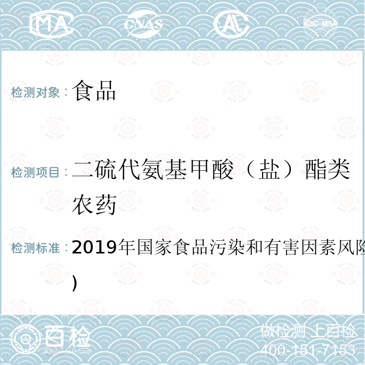 二硫代氨基甲酸（盐）酯类农药 2019年国家食品污染和有害因素风险监测工作手册