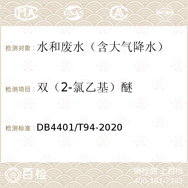 雙（2-氯乙基）醚 水質 半揮發性有機物的測定 液液萃取-氣相色譜/質譜法