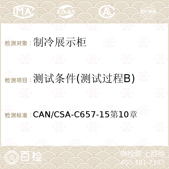 测试条件(测试过程B) CAN/CSA-C657-15第10章 制冷展示柜的能效性能标准