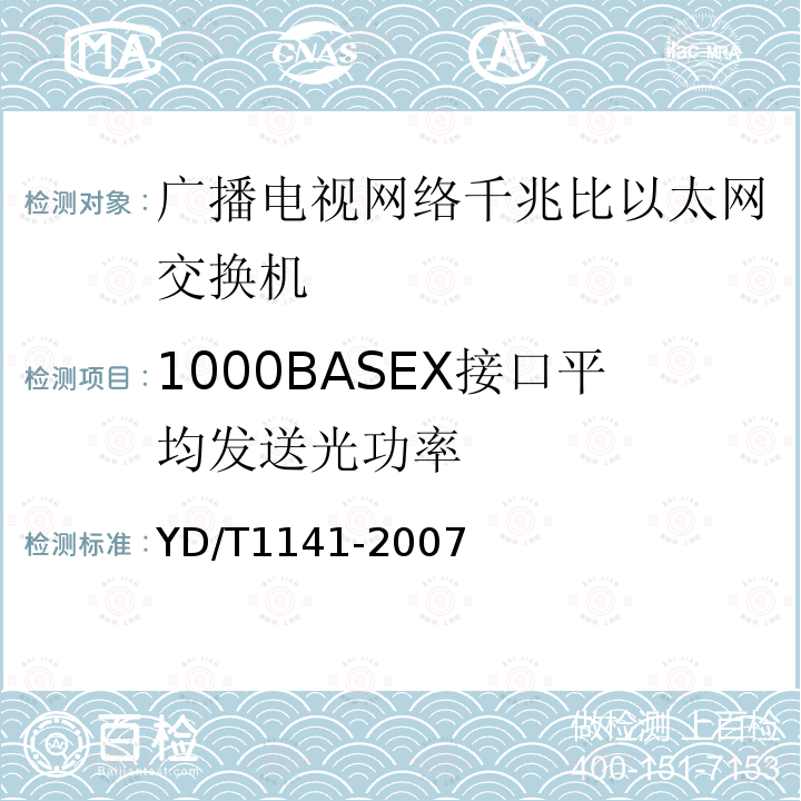 1000BASEX接口平均发送光功率 千兆比以太网交换机测试方法