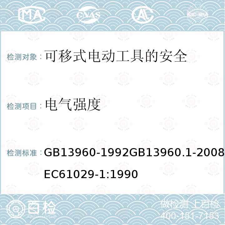 電氣強度 可移式電動工具的安全:一般要求