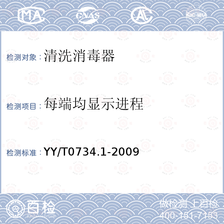 每端均显示进程 YY/T 0734.1-2009 清洗消毒器 第1部分:通用要求、术语定义和试验