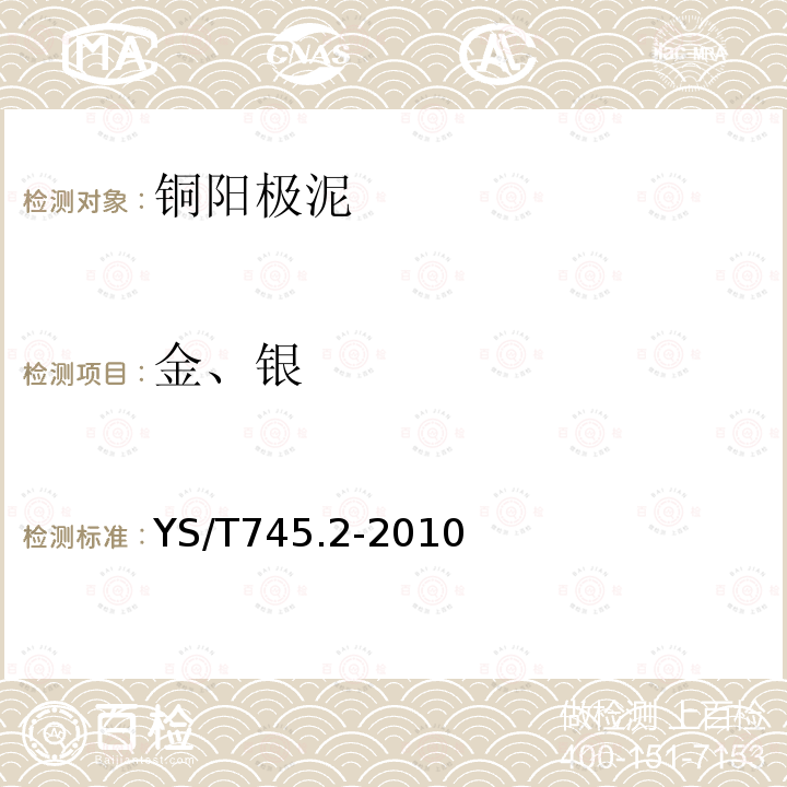 金、银 铜阳极泥化学分析方法　第2部分：金量和银量的测定　火试金重量法