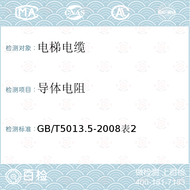 导体电阻 额定电压450/750V及以下橡绝缘电缆第5部分：电梯电缆