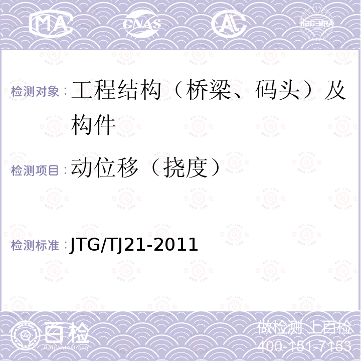 动位移（挠度） JTG/T J21-2011 公路桥梁承载能力检测评定规程