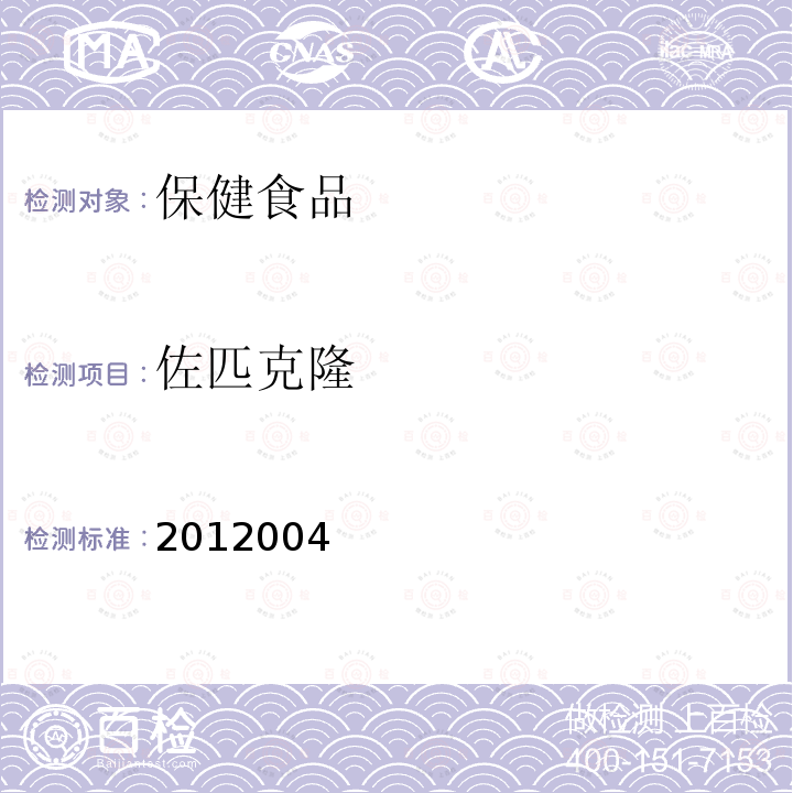 佐匹克隆 国家食品药品监督管理局检验补充检验方法和检验项目批准件