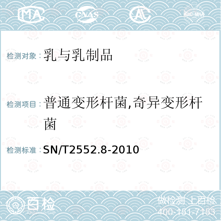 普通变形杆菌,奇异变形杆菌 乳及乳制品卫生微生物学检验方法第8部分：普通变形杆菌和奇异变形杆菌检验