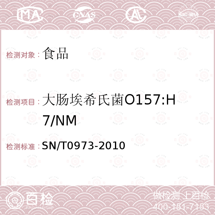 大肠埃希氏菌O157:H7/NM 进出口肉、肉制品及其他食品中肠出血性大肠杆菌O157：H7检验方法