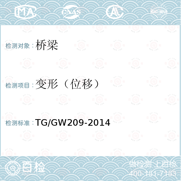 变形（位移） TG/GW209-2014 高速铁路桥梁运营性能检定规定（试行）