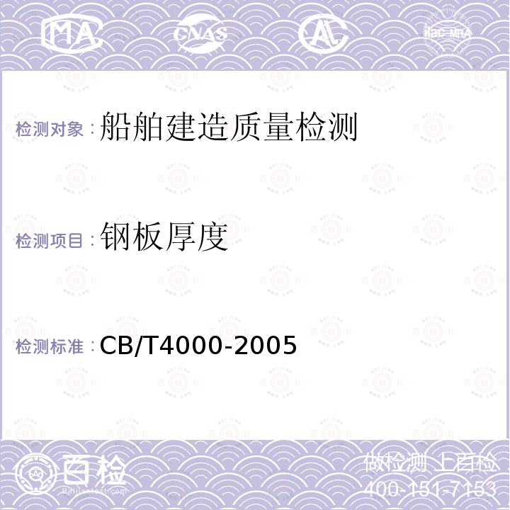 钢板厚度 CB/T4000-2005 中国造船质量标准