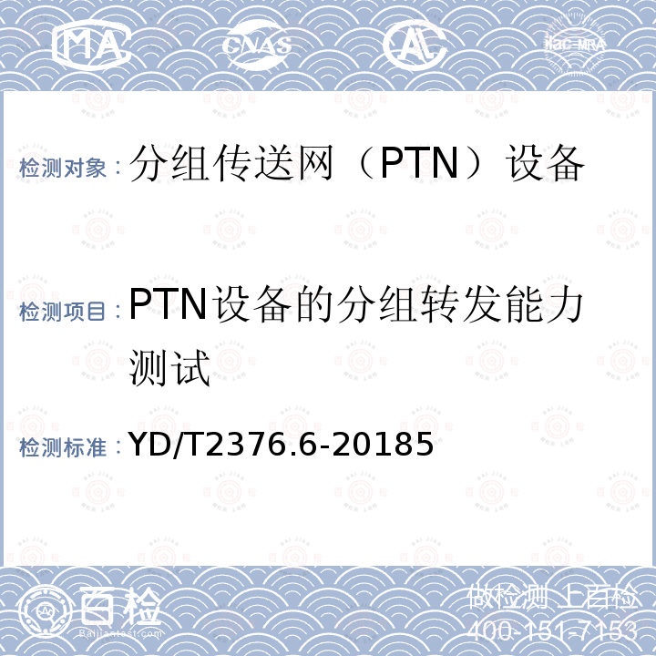 PTN設(shè)備的分組轉(zhuǎn)發(fā)能力測試 傳送網(wǎng)設(shè)備安全技術(shù)要求