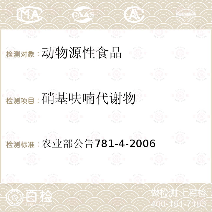 硝基呋喃代谢物 动物源食品中硝基呋喃类代谢物残留量的测定高效液相色谱－串联质谱法