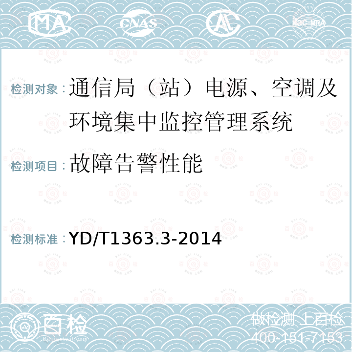 故障告警性能 通信局(站)电源、空调及环境集中监控管理系统 第3部分：前端智能设备协议