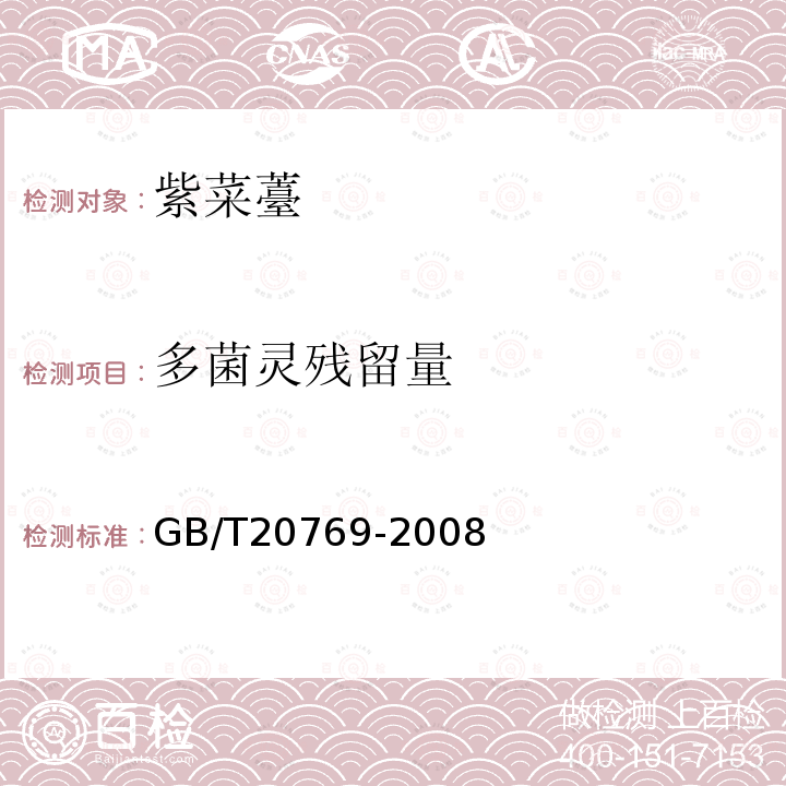 多菌靈殘留量 水果和蔬菜中450種農藥及相關化學品殘留量的測定 液相色譜-串聯質譜法