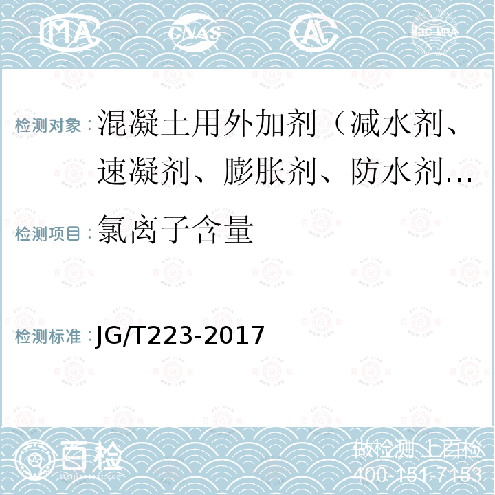 氯离子含量 聚羧酸系高性能减水剂