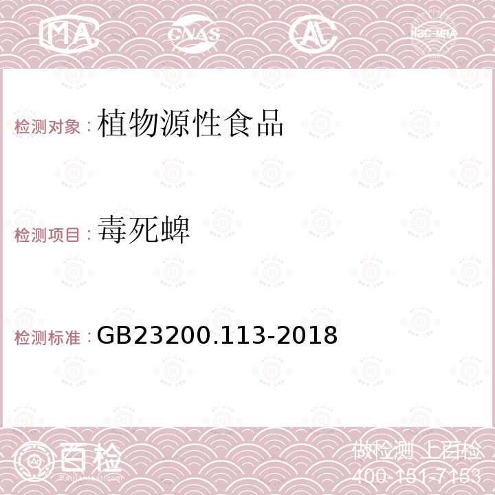 毒死蜱 食品安全國(guó)家標(biāo)準(zhǔn)　植物源性食品中208種農(nóng)藥及其代謝物殘留量的測(cè)定　氣相色譜-質(zhì)譜聯(lián)用法