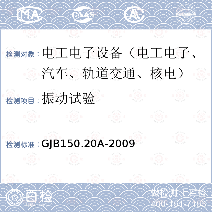 振动试验 军用装备实验室试验方法 第20部分：炮击振动试验