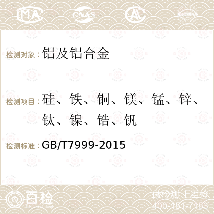 硅、铁、铜、镁、锰、锌、钛、镍、锆、钒 铝及铝合金光电直读发射光谱分析方法